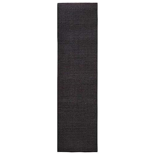 vidaXL Teppich rutschfest Pflegeleicht Sisalteppich Sisalläufer Läufer Vorleger Wohnzimmerteppich für Innenbereich Natur Sisal 80x300cm Schwarz von vidaXL