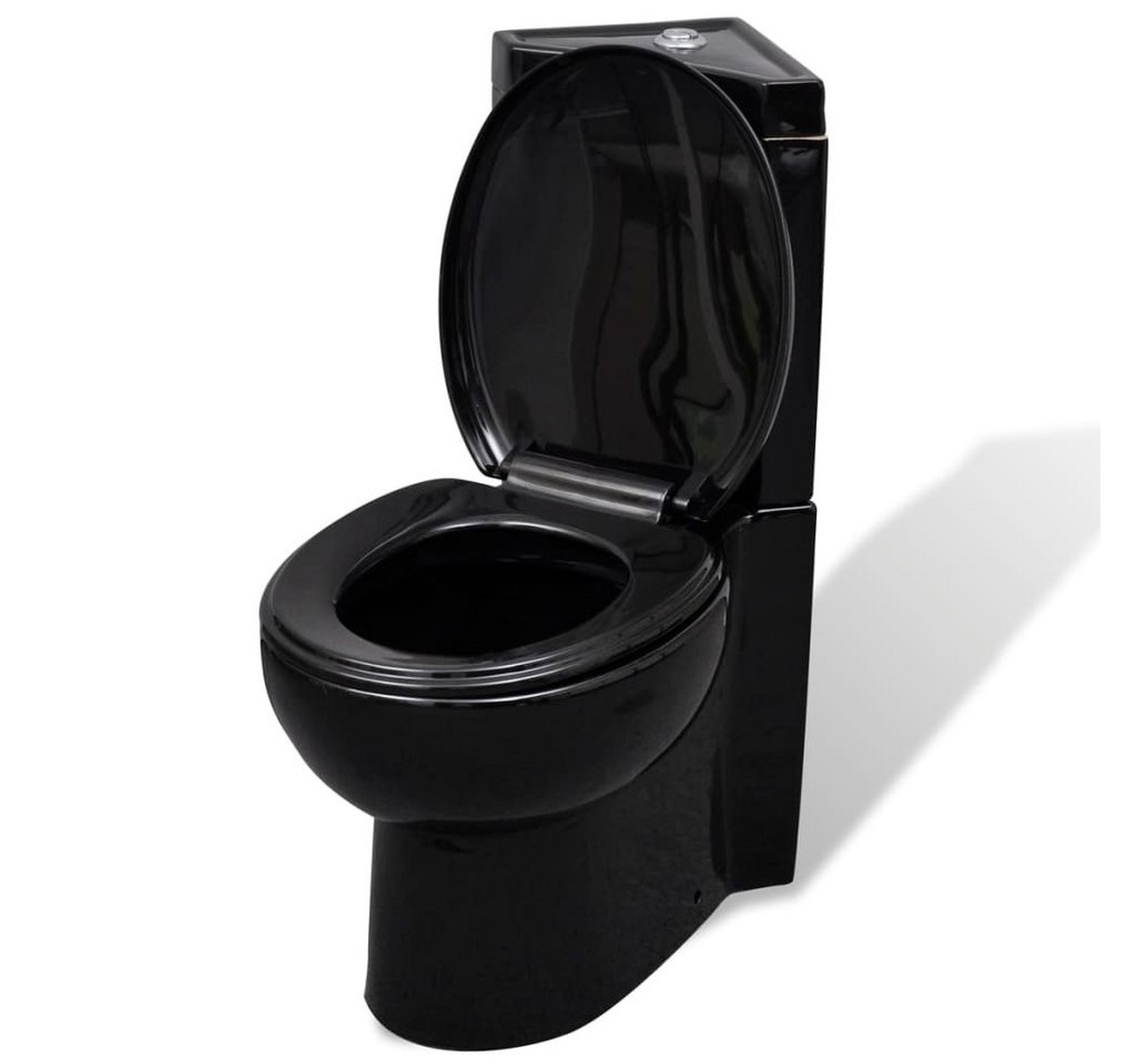 vidaXL Tiefspül-WC Toilette für Ecke Keramik Schwarz von vidaXL