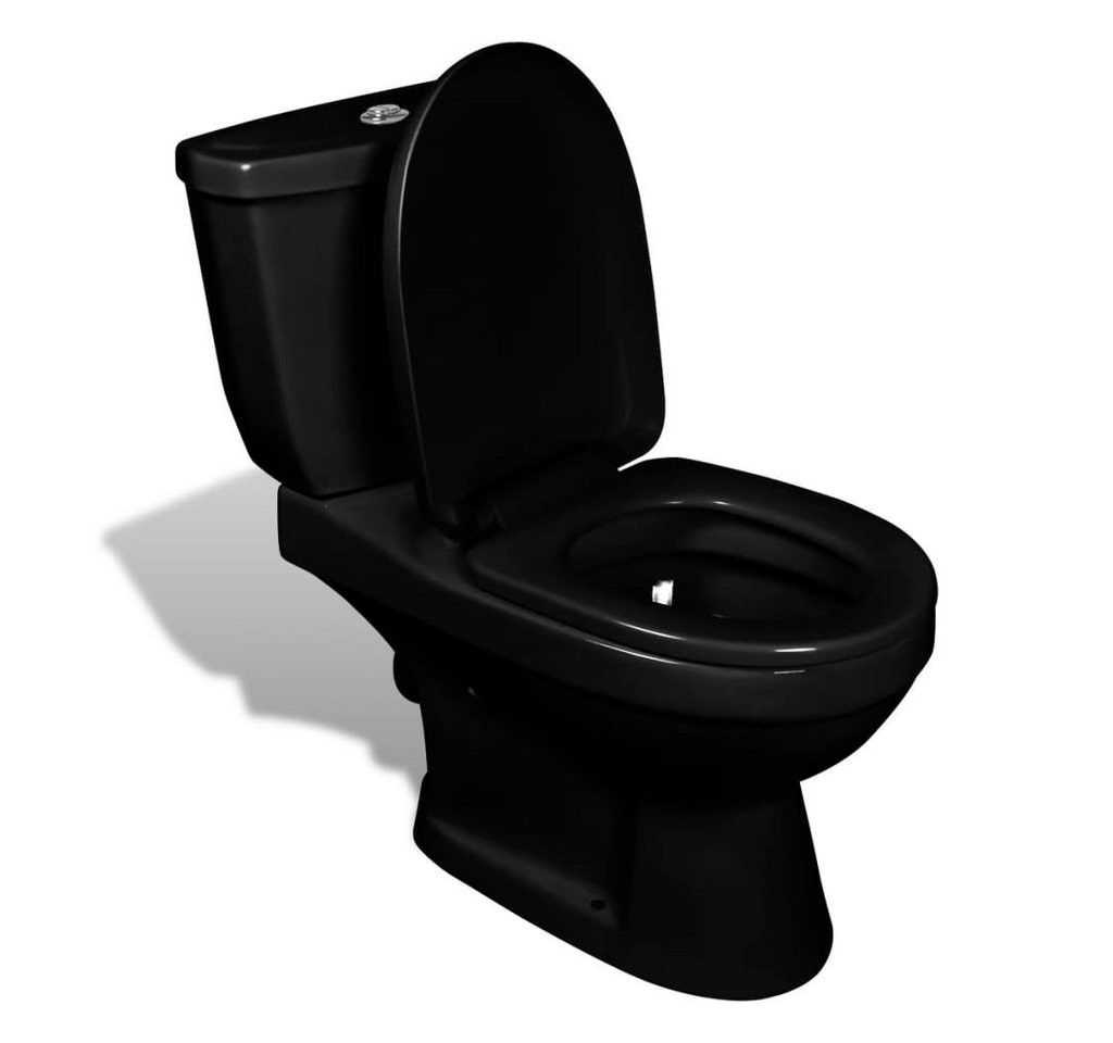 vidaXL Tiefspül-WC Toilette mit Spülkasten Schwarz von vidaXL