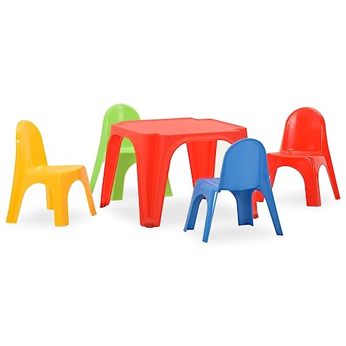 vidaXL Tisch Stuhl Set für Kinder UV-beständig Kindersitzgruppe Kindermöbel Kinderstuhl Kindertisch Kinderzimmer Sitzgarnitur Stühle PP von vidaXL