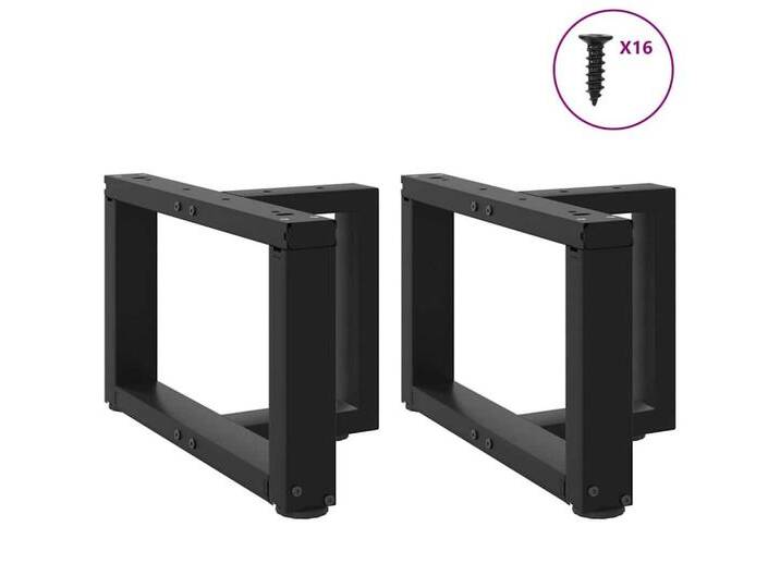 vidaXL Tischgestell Couchtischbeine T-Form 2 Stk Schwarz 50x25x30-31 cm Stahl, schwarz von vidaXL