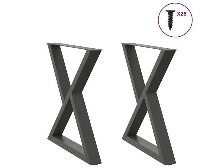 vidaXL Tischgestell Esstisch Beine 2 Stück Anthrazit 70x72-73,3 cm Stahl, schwarz von vidaXL
