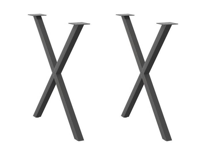 vidaXL Tischgestell Esstischbeine X-Form 2 Stk Anthrazit 80x72-73 cm Stahl, schwarz von vidaXL