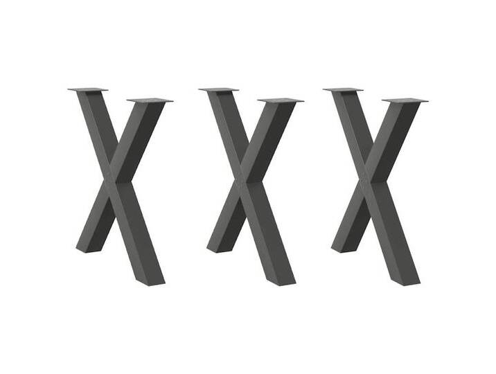 vidaXL Tischgestell Esstischbeine X-Form 3 Stk Anthrazit 80x72-73 cm Stahl, schwarz von vidaXL