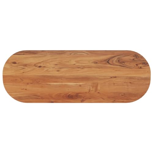 vidaXL Tischplatte, Holzplatte Holztischplatte Oval, Möbelplatte Platte für Beistelltisch Bartisch, Massivholzplatte Schreibtischplatte Ersatzplatte, 110x40x3,8cm Massivholz Akazie von vidaXL