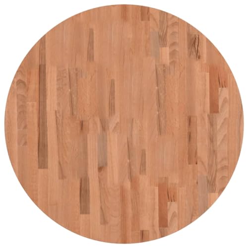vidaXL Tischplatte, Holzplatte Holztischplatte Rund, Ersatzplatte Platte für Beistelltisch Bartisch, Massivholztischplatte Esstischplatte, Ø80x1,5 cm Massivholz Buche von vidaXL
