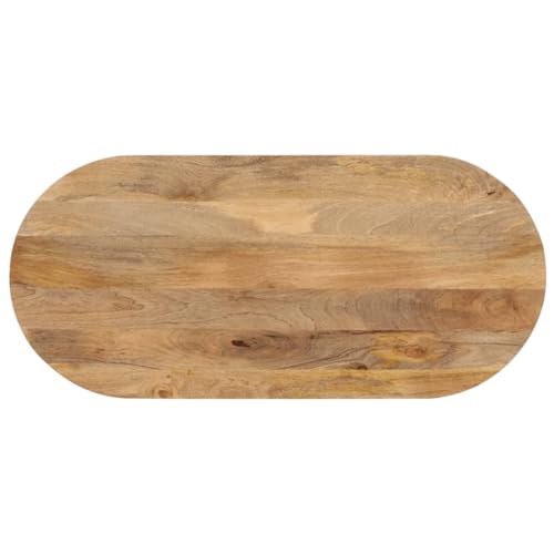 vidaXL Tischplatte, Holzplatte für Tisch Esstisch Couchtisch, Ersatztischplatte Massivholzplatte, 110x40x2,5cm Oval Massivholz Mango von vidaXL