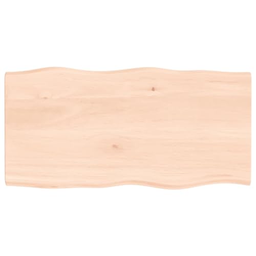 vidaXL Tischplatte, Holzplatte für Tisch Esstisch Couchtisch, Massivholzplatte Handgefertigt mit Baumkante, Ersatztischplatte, 80x40x2cm Massivholz Eiche Unbehandelt von vidaXL