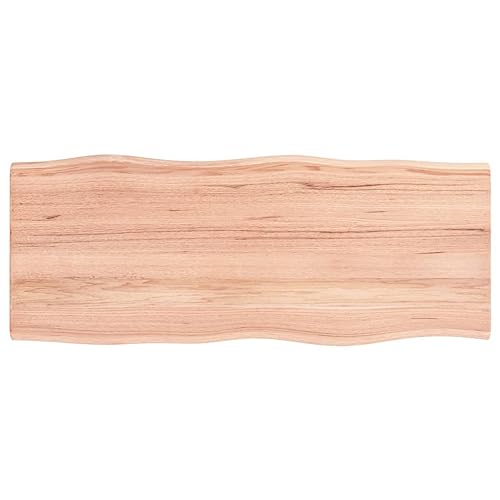 vidaXL Tischplatte, Holzplatte für Tisch Esstisch Couchtisch, Massivholzplatte Handgefertigt mit Baumkante, Ersatztischplatte, Hellbraun 100x40x2cm Massivholz Eiche Behandelt von vidaXL