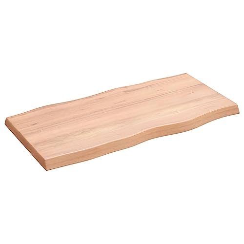 vidaXL Tischplatte, Holzplatte für Tisch Esstisch Couchtisch, Massivholzplatte Handgefertigt mit Baumkante, Ersatztischplatte, Hellbraun 80x40x(2-4) cm Massivholz Behandelt von vidaXL