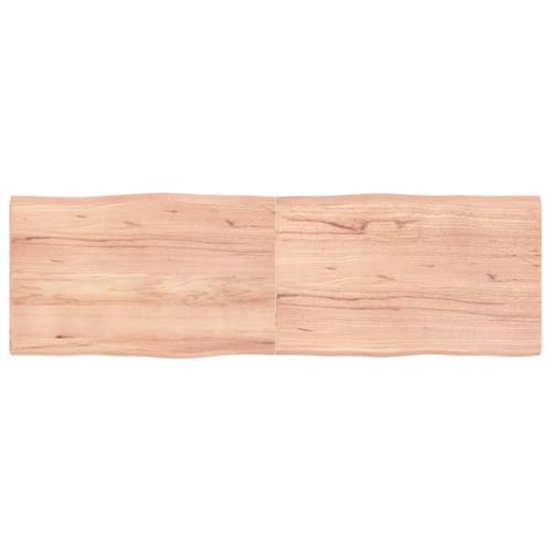 vidaXL Tischplatte, Holzplatte für Tisch Esstisch Couchtisch, Massivholzplatte Handgefertigt mit Baumkante, Ersatztischplatte Scharnierdesign, Hellbraun 160x50x(2-4) cm Massivholz Behandelt von vidaXL