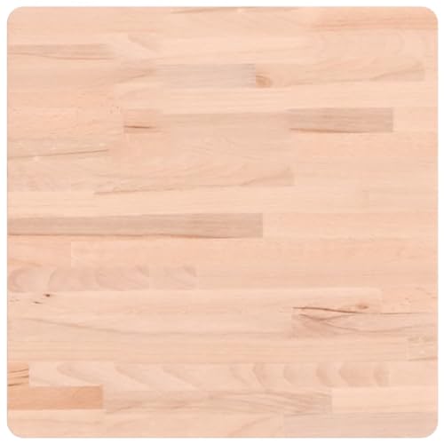 vidaXL Tischplatte, Quadratisch Holzplatte mit 4 abgerundeten Ecken, Holztischplatte Ersatzplatte für Couchtisch, Massivholztischplatte Platte, 50x50x2,5 cm Massivholz Buche von vidaXL