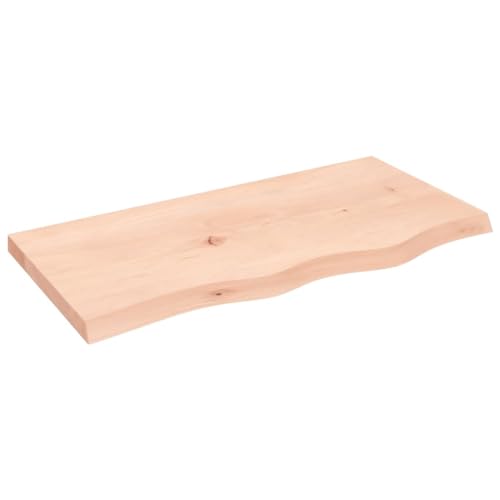 vidaXL Tischplatte, Schreibtischplatte mit Naturkante, Holztischplatte für Esstische Couchtische, Esstischplatte Couchtischplatte DIY Platte, Massivholz Eiche Unbehandelt von vidaXL