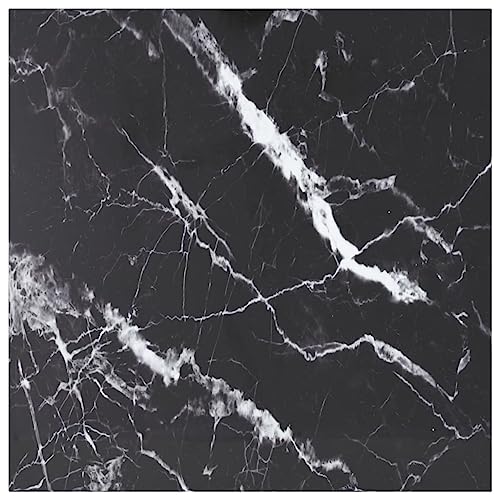 vidaXL Tischplatte Ersatztischplatte Marmorplatte Glasplatte für Esstisch Couchtisch Gartentisch Schwarz 80x80cm 6mm Hartglas in Marmoroptik von vidaXL