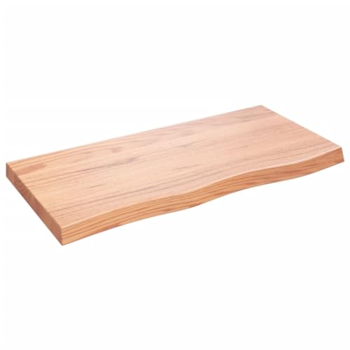 vidaXL Tischplatte, Schreibtischplatte mit Naturkante, Holztischplatte für Esstische Couchtische, Esstischplatte Couchtischplatte DIY Platte, Hellbraun Massivholz Eiche Unbehandelt von vidaXL