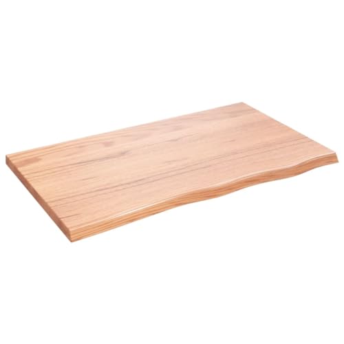 vidaXL Tischplatte, Schreibtischplatte mit Naturkante, Holztischplatte für Esstische Couchtische, Esstischplatte Couchtischplatte DIY Platte, Hellbraun Massivholz Eiche Unbehandelt von vidaXL