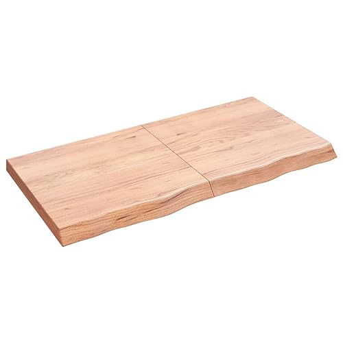 vidaXL Tischplatte, Schreibtischplatte mit Naturkante, Holztischplatte für Esstische Couchtische, Esstischplatte Couchtischplatte DIY Platte, Hellbraun Massivholz Eiche Unbehandelt von vidaXL