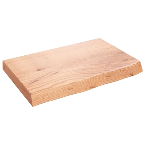 vidaXL Tischplatte, Schreibtischplatte mit Naturkante, Holztischplatte für Esstische Couchtische, Esstischplatte Couchtischplatte DIY Platte, Hellbraun Massivholz Eiche Unbehandelt von vidaXL