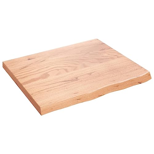 vidaXL Tischplatte, Schreibtischplatte mit Naturkante, Holztischplatte für Esstische Couchtische, Esstischplatte Couchtischplatte DIY Platte, Hellbraun Massivholz Eiche Unbehandelt von vidaXL