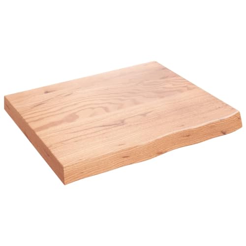 vidaXL Tischplatte, Schreibtischplatte mit Naturkante, Holztischplatte für Esstische Couchtische, Esstischplatte Couchtischplatte DIY Platte, Hellbraun Massivholz Eiche Unbehandelt von vidaXL