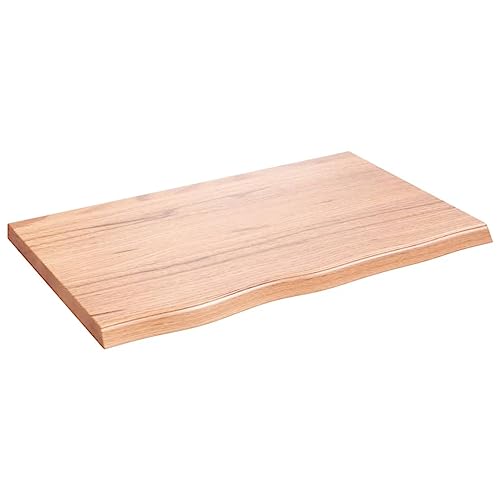 vidaXL Tischplatte, Schreibtischplatte mit Naturkante, Holztischplatte für Esstische Couchtische, Esstischplatte Couchtischplatte DIY Platte, Hellbraun Massivholz Eiche Unbehandelt von vidaXL