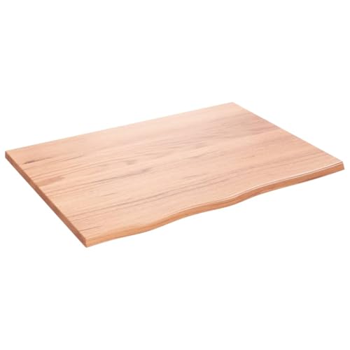 vidaXL Tischplatte, Schreibtischplatte mit Naturkante, Holztischplatte für Esstische Couchtische, Esstischplatte Couchtischplatte DIY Platte, Hellbraun Massivholz Eiche Unbehandelt von vidaXL