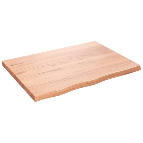 vidaXL Tischplatte, Schreibtischplatte mit Naturkante, Holztischplatte für Esstische Couchtische, Esstischplatte Couchtischplatte DIY Platte, Hellbraun Massivholz Eiche Unbehandelt von vidaXL