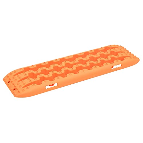 vidaXL Traktionsmatte 2 STK., Sandbleche Offroad, Anfahrhilfe Wohnmobil Recovery Board, Tracktionshilfe Traktionsband 10T, Orange Nylon von vidaXL