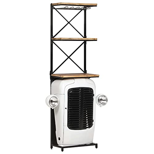 vidaXL Traktor-Weinschrank Barmöbel Traktor-Theke Bartheke Weinregal Traktor-Design Hausbar Barschrank Traktor-Bar Weiß 49x31x172 Raues Mangoholz von vidaXL