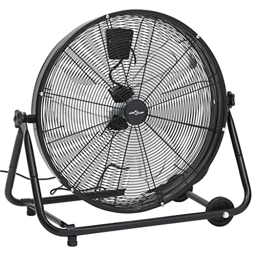 vidaXL Trommelventilator mit Rollen Industrie Bodenventilator Industrieventilator Windmaschine Ventilator Lüfter 60cm 180W Schwarz von vidaXL
