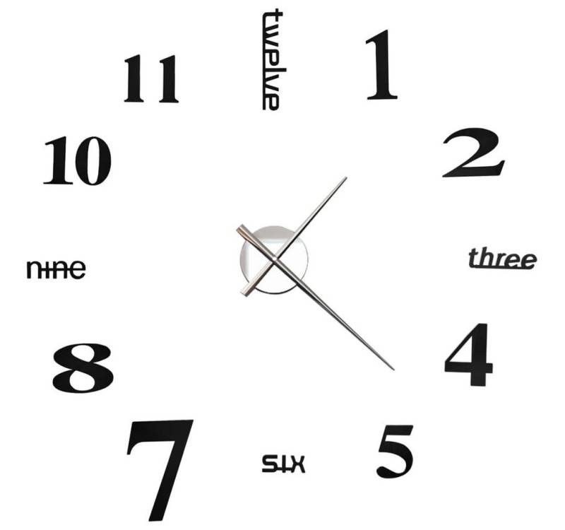 vidaXL Uhr 3D-Wanduhr Modernes Design 100 cm XXL Schwarz von vidaXL