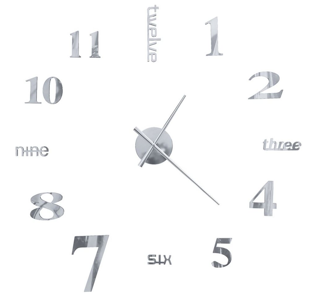 vidaXL Uhr 3D-Wanduhr Modernes Design 100 cm XXL Silbern vidaXL Uhr 3D-Wanduhr Modernes Design 100 cm XXL Silbern von vidaXL