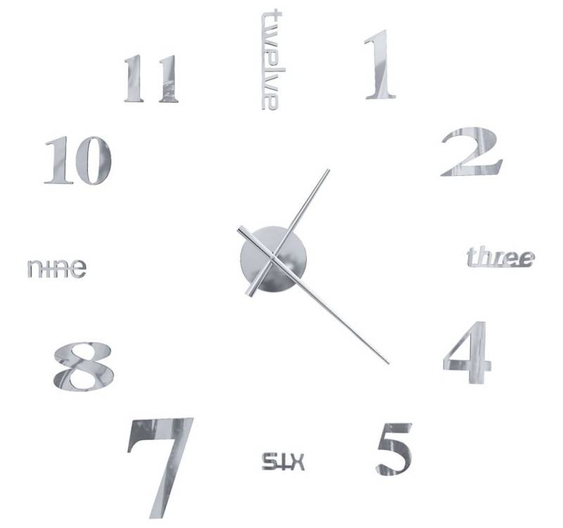 vidaXL Uhr 3D-Wanduhr Modernes Design 100 cm XXL Silbern von vidaXL