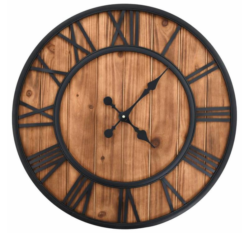 vidaXL Uhr Wanduhr Vintage mit Quarzwerk Retrouhr Wohnzimmer Holz und Metall 60 c von vidaXL