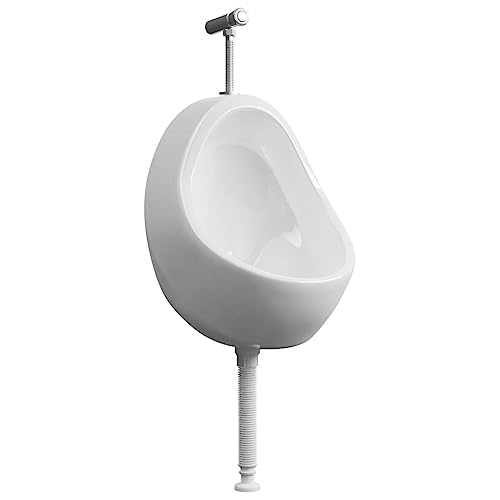 vidaXL Urinal Wandhängend mit Spülventil Pissoir Pissbecken Pinkelbecken Absaugeurinal Ablauf Badezimmer Top Spülung Keramik Weiß 36x32x48cm von vidaXL