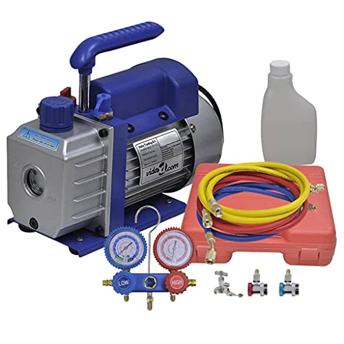 vidaXL Vakuumpumpe Einstufig mit 2-Wege-Verteiler-Manometer Set Vacuumpumpe Unterdruckpumpe Vacuum Kompressor Pumpe Klimaanlage Monteurhilfe vidaXL Vakuumpumpe Einstufig mit 2-Wege-Verteiler-Manometer Set Vacuumpumpe Unterdruckpumpe Vacuum Kompressor Pumpe Klimaanlage Monteurhilfe von vidaXL