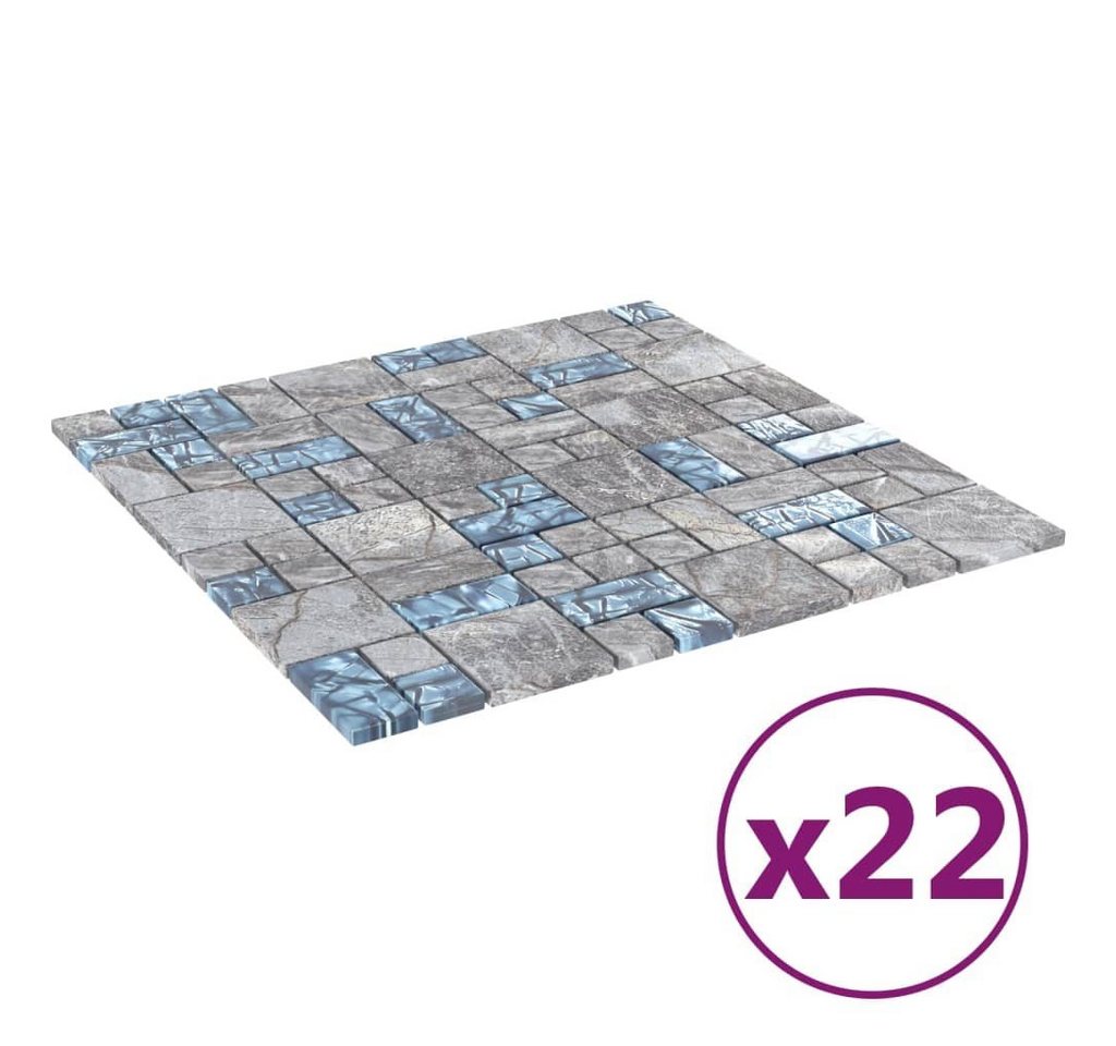 vidaXL Verblender Mosaikfliesen 22 Stk. Grau Blau 30x30 cm Glas, (22-tlg) von vidaXL