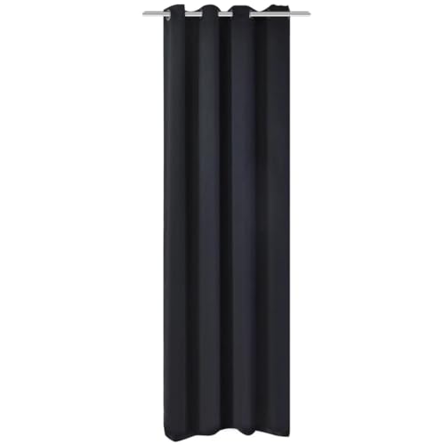 vidaXL Verdunkelungsvorhang mit Metallösen Vorhang Ösenschal Blickdicht Gardine Ösen Thermogardine Blickdicht Kräuselband 270x245cm Schwarz von vidaXL