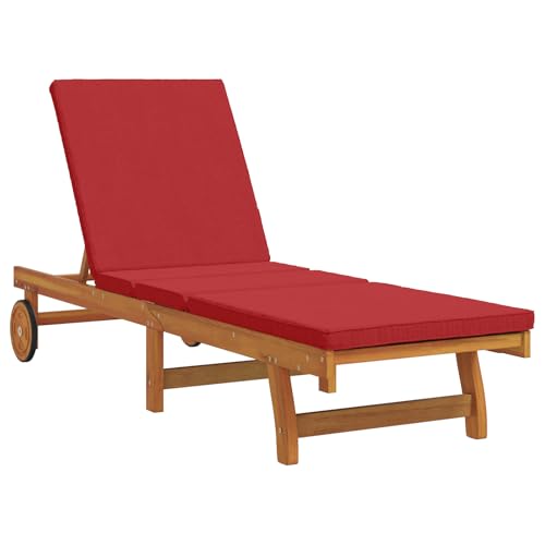 vidaXL Verstellbare Sonnenliege mit Kissen Massivholz Akazie Multi-Position Rückenlehne Wetterfest Ideal Für Garten Terrasse & Balkon Liegestuhl Sonnenbade Möbel von vidaXL