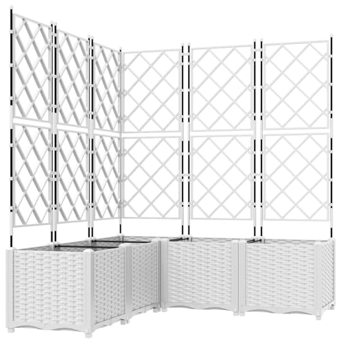 vidaXL Verstellbarer weißer Kunststoff-Pflanzer mit erweiterbarem Spalier für den Außenbereich | Ideal für Gartenbalkone und Terrassen, Moderne Kletterpflanzenstütze, Deko-Behälter vidaXL Verstellbarer weißer Kunststoff-Pflanzer mit erweiterbarem Spalier für den Außenbereich | Ideal für Gartenbalkone und Terrassen, Moderne Kletterpflanzenstütze, Deko-Behälter von vidaXL