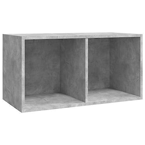 vidaXL Vinyl Aufbewahrungsbox mit 2 Fächern Box Aufbewahrung Kasten LP Schallplatten Sammlung Regal Transportbox Betongrau 71x34x36cm Holzwerkstoff von vidaXL