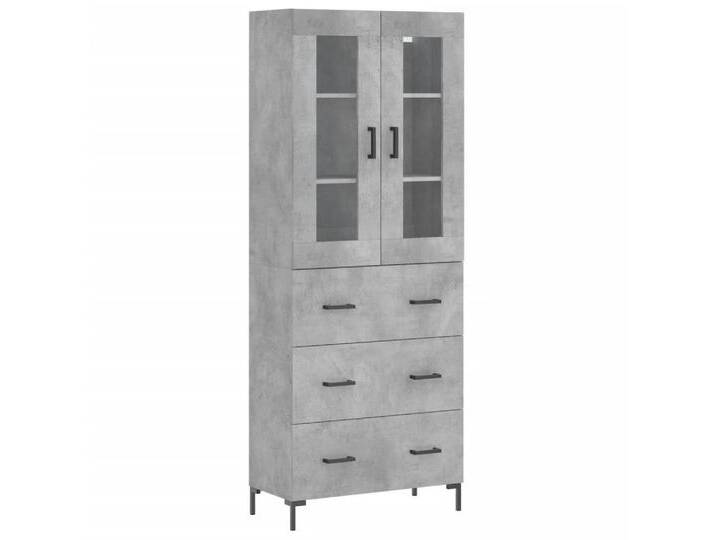 vidaXL Vitrine Highboard Betongrau 69,5x34x180 cm Spanplatte Glas Vitrine, grau von vidaXL