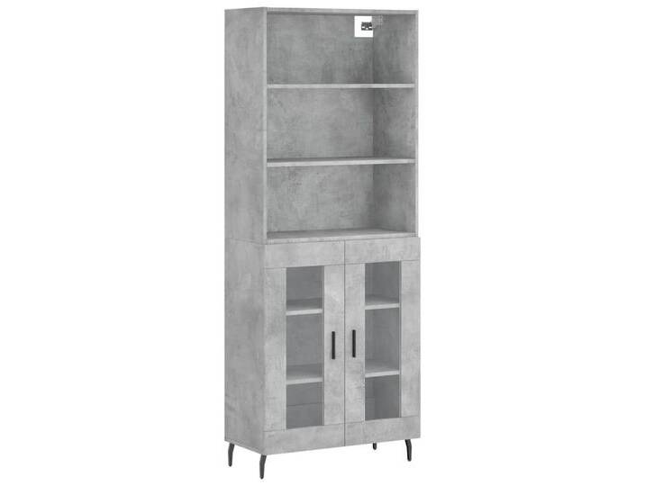 vidaXL Vitrine Highboard Betongrau 69,5x34x180 cm Spanplatte Glas Vitrine, grau von vidaXL
