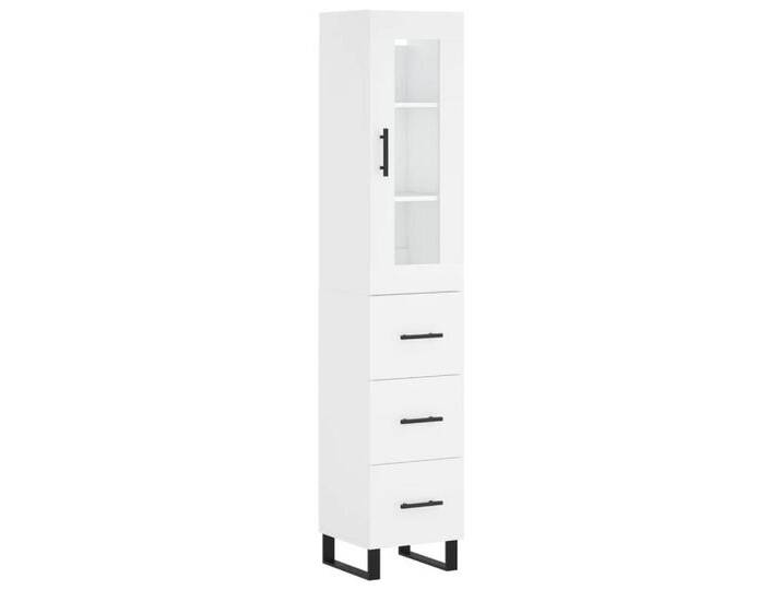 vidaXL Vitrine Highboard Weiß 34,5x34x180 cm Spanplatte Glas Vitrine, weiß von vidaXL