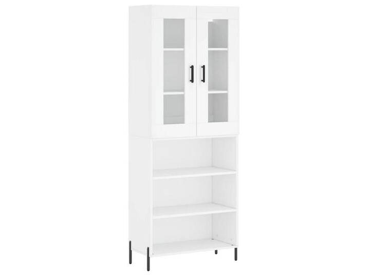 vidaXL Vitrine Highboard Weiß 69,5x34x180 cm Spanplatte Glas Vitrine, weiß von vidaXL