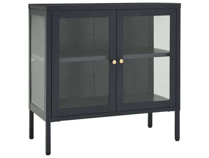 vidaXL Vitrine Sideboard Anthrazit 70x35x70 cm Stahl und Glas, schwarz von vidaXL