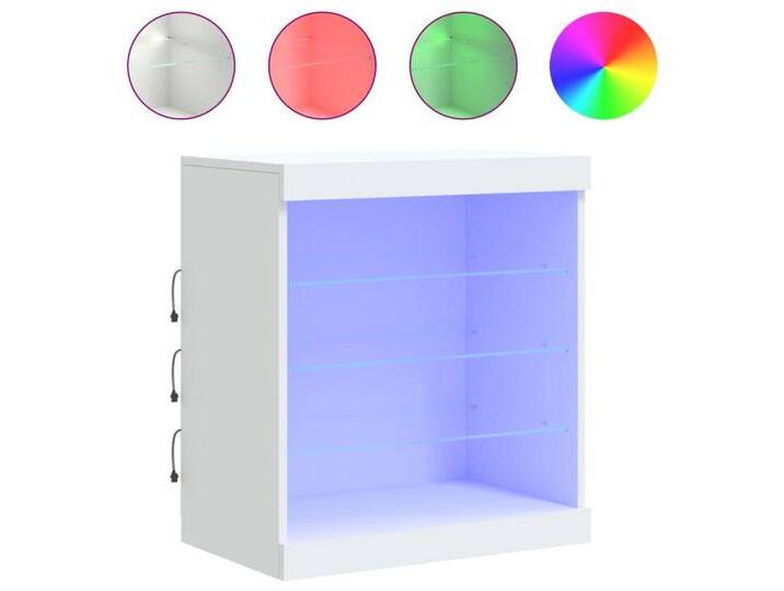 vidaXL Vitrine Sideboard mit LED-Beleuchtung Weiß 60,5x37x67 cm Glas Vitrine, weiß von vidaXL