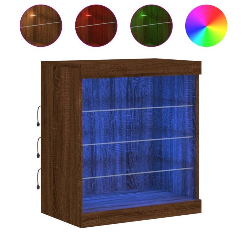 vidaXL Vitrine Sideboard mit LED Leuchten Braun Eichen-Optik 60,5x37x67 cm Glas Regal von vidaXL
