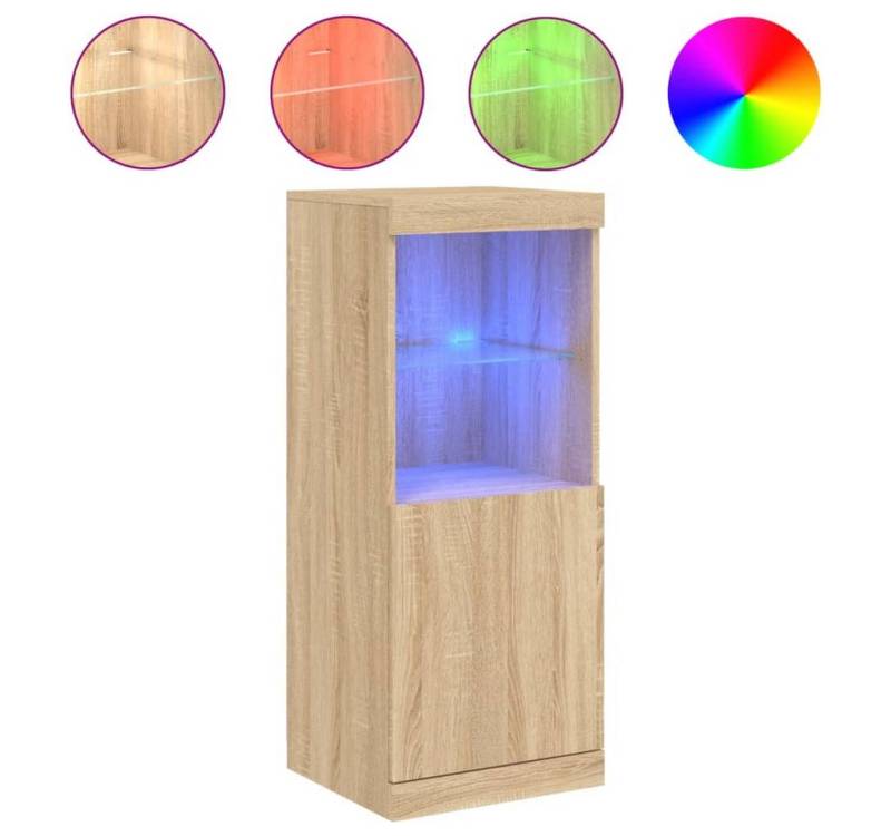vidaXL Vitrine Sideboard mit LED Leuchten Sonoma Eiche 41x37x100 cm Glas Vitrine von vidaXL
