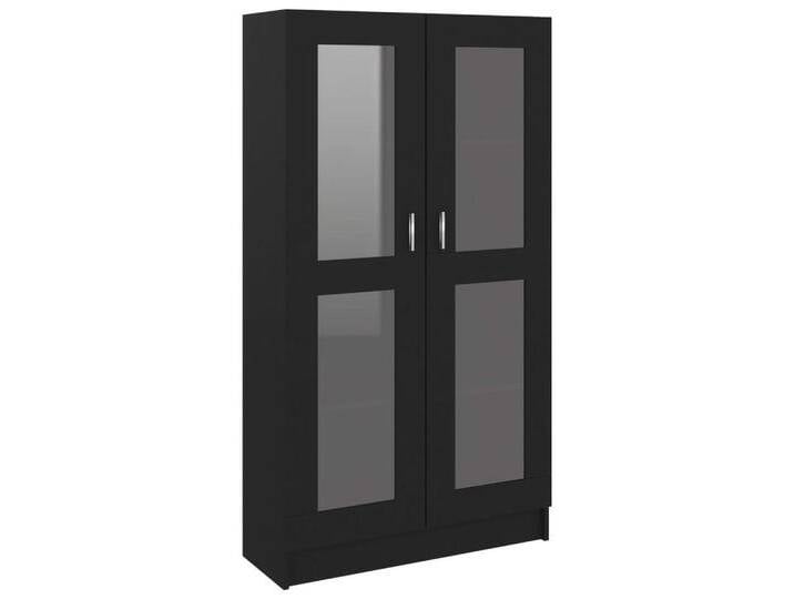 vidaXL Vitrine Vitrinenschrank Schwarz 82,5x30,5x150 cm Holzwerkstoff von vidaXL